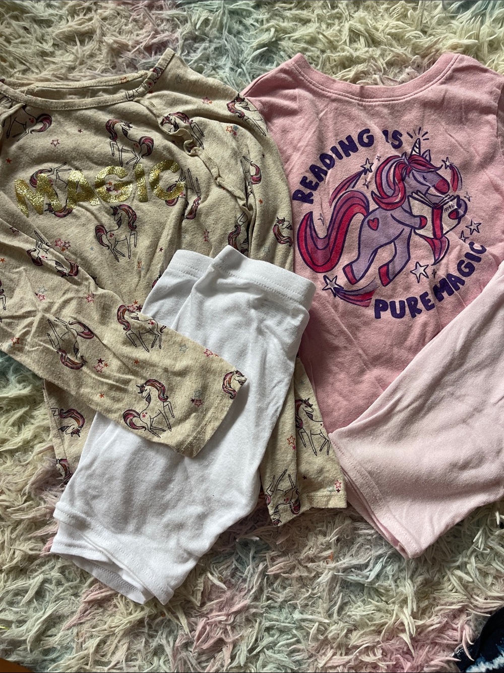 Garanimals Girls Unicorn Pajama Tops - Pink & Cream